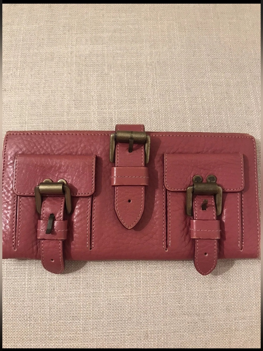 Mulberry Rose Pink Leather Buckle-Front Wallet